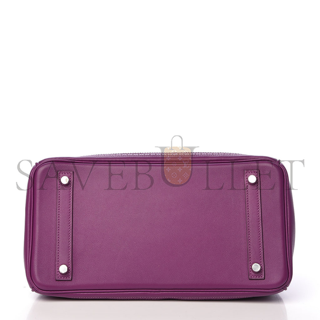 H**mes birkin 30 lace series anemone purple silver buckle 488484 (30*22*15cm)